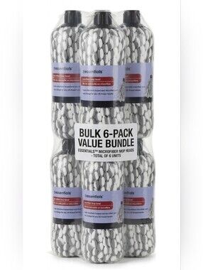 Essentials Microfiber Mop Heads Replacement Bulk 6-Pack Value Bundle NIP